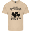 Old Man Drumming Drum Kit Drummer Funny Mens Cotton T-Shirt Tee Top Sand