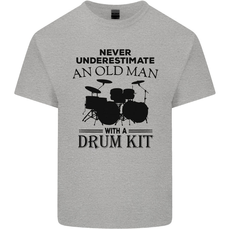 Old Man Drumming Drum Kit Drummer Funny Mens Cotton T-Shirt Tee Top Sports Grey