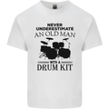 Old Man Drumming Drum Kit Drummer Funny Mens Cotton T-Shirt Tee Top White