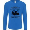Old Man Drumming Drum Kit Drummer Funny Mens Long Sleeve T-Shirt Royal Blue