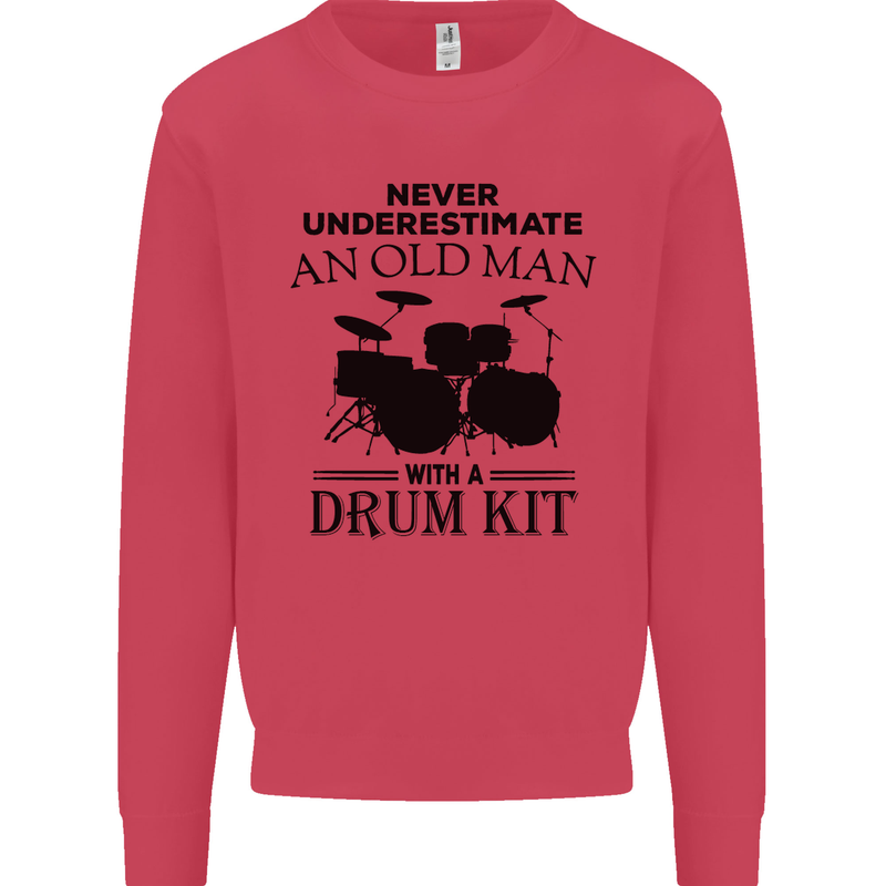 Old Man Drumming Drum Kit Drummer Funny Mens Sweatshirt Jumper Heliconia