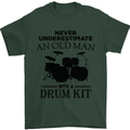 Old Man Drumming Drum Kit Drummer Funny Mens T-Shirt Cotton Gildan Forest Green
