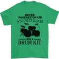 Old Man Drumming Drum Kit Drummer Funny Mens T-Shirt Cotton Gildan Irish Green