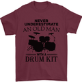 Old Man Drumming Drum Kit Drummer Funny Mens T-Shirt Cotton Gildan Maroon