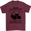 Old Man Drumming Drum Kit Drummer Funny Mens T-Shirt Cotton Gildan Maroon