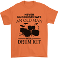 Old Man Drumming Drum Kit Drummer Funny Mens T-Shirt Cotton Gildan Orange