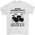 Old Man Drumming Drum Kit Drummer Funny Mens T-Shirt Cotton Gildan White
