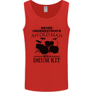 Old Man Drumming Drum Kit Drummer Funny Mens Vest Tank Top Red
