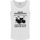 Old Man Drumming Drum Kit Drummer Funny Mens Vest Tank Top White