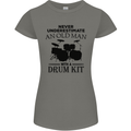 Old Man Drumming Drum Kit Drummer Funny Womens Petite Cut T-Shirt Charcoal