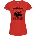 Old Man Drumming Drum Kit Drummer Funny Womens Petite Cut T-Shirt Red