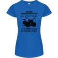Old Man Drumming Drum Kit Drummer Funny Womens Petite Cut T-Shirt Royal Blue