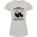 Old Man Drumming Drum Kit Drummer Funny Womens Petite Cut T-Shirt Sports Grey