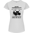 Old Man Drumming Drum Kit Drummer Funny Womens Petite Cut T-Shirt White