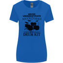Old Man Drumming Drum Kit Drummer Funny Womens Wider Cut T-Shirt Royal Blue