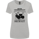 Old Man Drumming Drum Kit Drummer Funny Womens Wider Cut T-Shirt Sports Grey