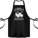 Old Man Drumming Drum Kit Funny Drummer Cotton Apron 100% Organic Black