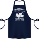 Old Man Drumming Drum Kit Funny Drummer Cotton Apron 100% Organic Navy Blue