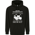 Old Man Drumming Drum Kit Funny Drummer Mens 80% Cotton Hoodie Black
