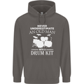 Old Man Drumming Drum Kit Funny Drummer Mens 80% Cotton Hoodie Charcoal