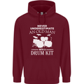 Old Man Drumming Drum Kit Funny Drummer Mens 80% Cotton Hoodie Maroon