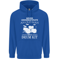 Old Man Drumming Drum Kit Funny Drummer Mens 80% Cotton Hoodie Royal Blue