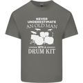 Old Man Drumming Drum Kit Funny Drummer Mens Cotton T-Shirt Tee Top Charcoal