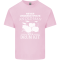 Old Man Drumming Drum Kit Funny Drummer Mens Cotton T-Shirt Tee Top Light Pink