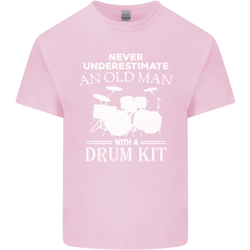 Old Man Drumming Drum Kit Funny Drummer Mens Cotton T-Shirt Tee Top Light Pink