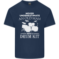 Old Man Drumming Drum Kit Funny Drummer Mens Cotton T-Shirt Tee Top Navy Blue