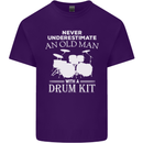 Old Man Drumming Drum Kit Funny Drummer Mens Cotton T-Shirt Tee Top Purple