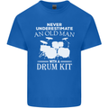 Old Man Drumming Drum Kit Funny Drummer Mens Cotton T-Shirt Tee Top Royal Blue