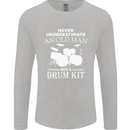 Old Man Drumming Drum Kit Funny Drummer Mens Long Sleeve T-Shirt Sports Grey