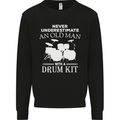 Old Man Drumming Drum Kit Funny Drummer Mens Sweatshirt Jumper Black