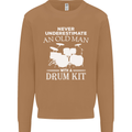 Old Man Drumming Drum Kit Funny Drummer Mens Sweatshirt Jumper Caramel Latte