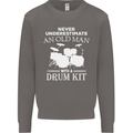 Old Man Drumming Drum Kit Funny Drummer Mens Sweatshirt Jumper Charcoal