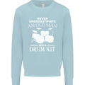 Old Man Drumming Drum Kit Funny Drummer Mens Sweatshirt Jumper Light Blue