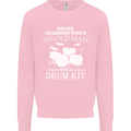 Old Man Drumming Drum Kit Funny Drummer Mens Sweatshirt Jumper Light Pink