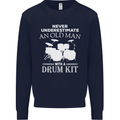 Old Man Drumming Drum Kit Funny Drummer Mens Sweatshirt Jumper Navy Blue