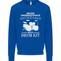 Old Man Drumming Drum Kit Funny Drummer Mens Sweatshirt Jumper Royal Blue