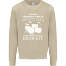 Old Man Drumming Drum Kit Funny Drummer Mens Sweatshirt Jumper Sand
