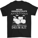 Old Man Drumming Drum Kit Funny Drummer Mens T-Shirt Cotton Gildan Black