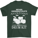 Old Man Drumming Drum Kit Funny Drummer Mens T-Shirt Cotton Gildan Forest Green