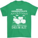 Old Man Drumming Drum Kit Funny Drummer Mens T-Shirt Cotton Gildan Irish Green