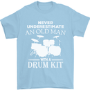Old Man Drumming Drum Kit Funny Drummer Mens T-Shirt Cotton Gildan Light Blue