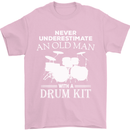 Old Man Drumming Drum Kit Funny Drummer Mens T-Shirt Cotton Gildan Light Pink