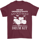 Old Man Drumming Drum Kit Funny Drummer Mens T-Shirt Cotton Gildan Maroon
