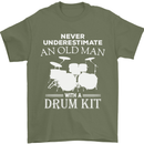 Old Man Drumming Drum Kit Funny Drummer Mens T-Shirt Cotton Gildan Military Green