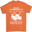 Old Man Drumming Drum Kit Funny Drummer Mens T-Shirt Cotton Gildan Orange
