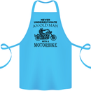 Old Man Motorbike Biker Motorcycle Funny Cotton Apron 100% Organic Turquoise